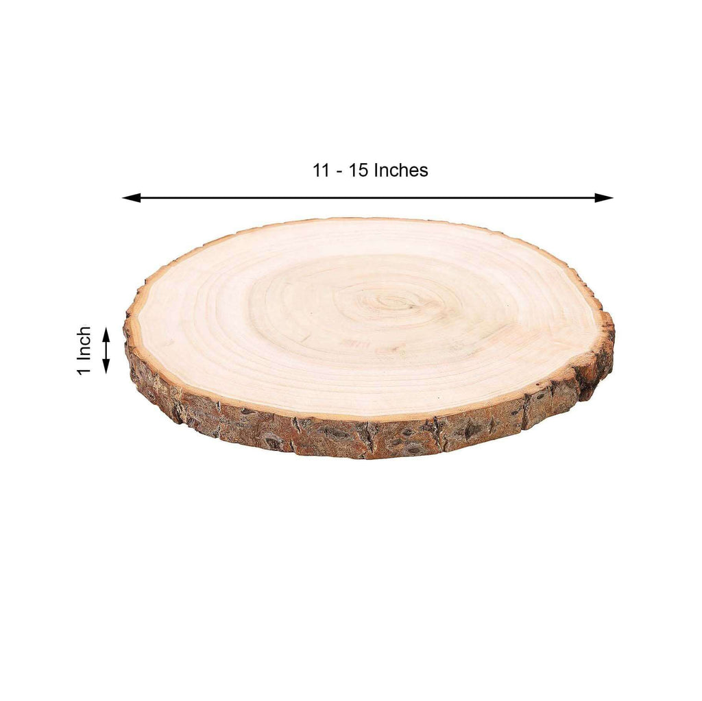 15in Round Bark Edge Poplar Wood Slice Charger Plate