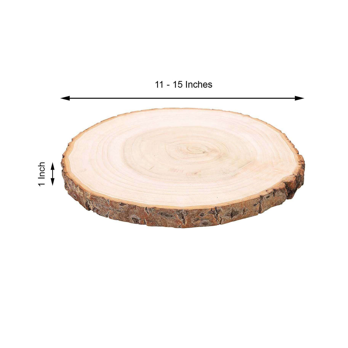 15in Round Bark Edge Poplar Wood Slice Charger Plate