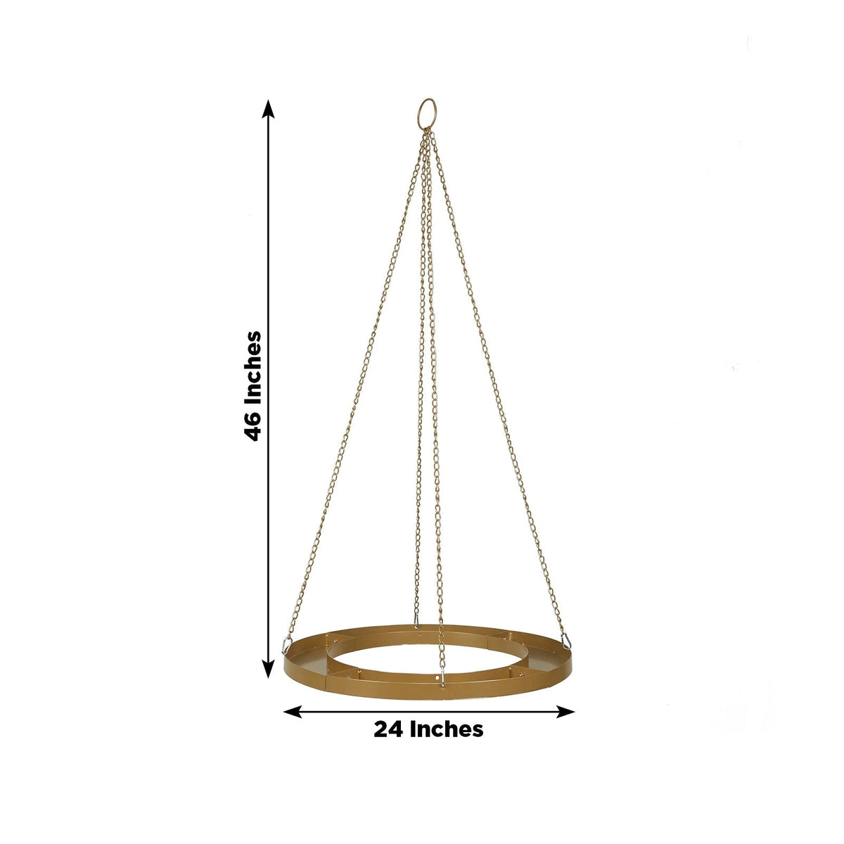 24in Circular Hanging Metal Floral Chandelier Frame Gold