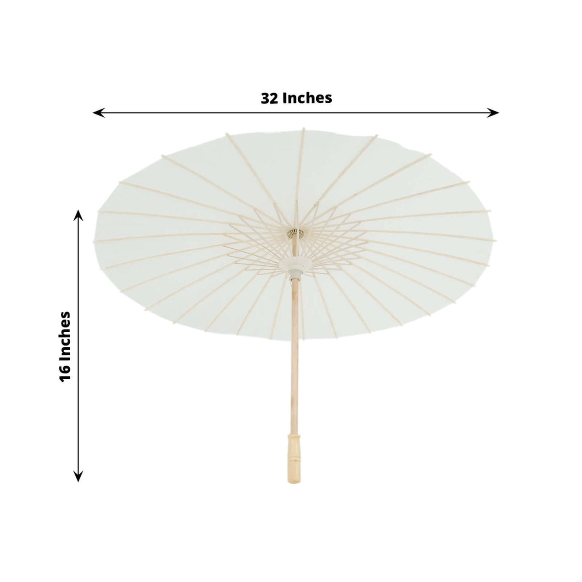 32 Inch Paper and Bamboo Parasol Umbrellas 2-Pack White
