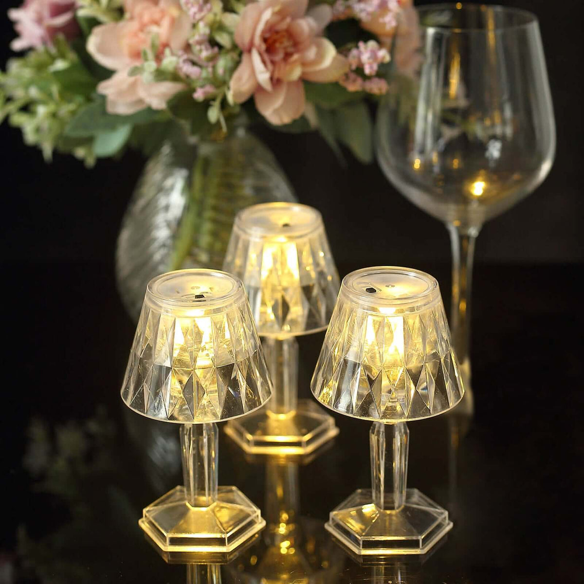 6-Pack 4.5" Crystal Acrylic LED Lamps Clear