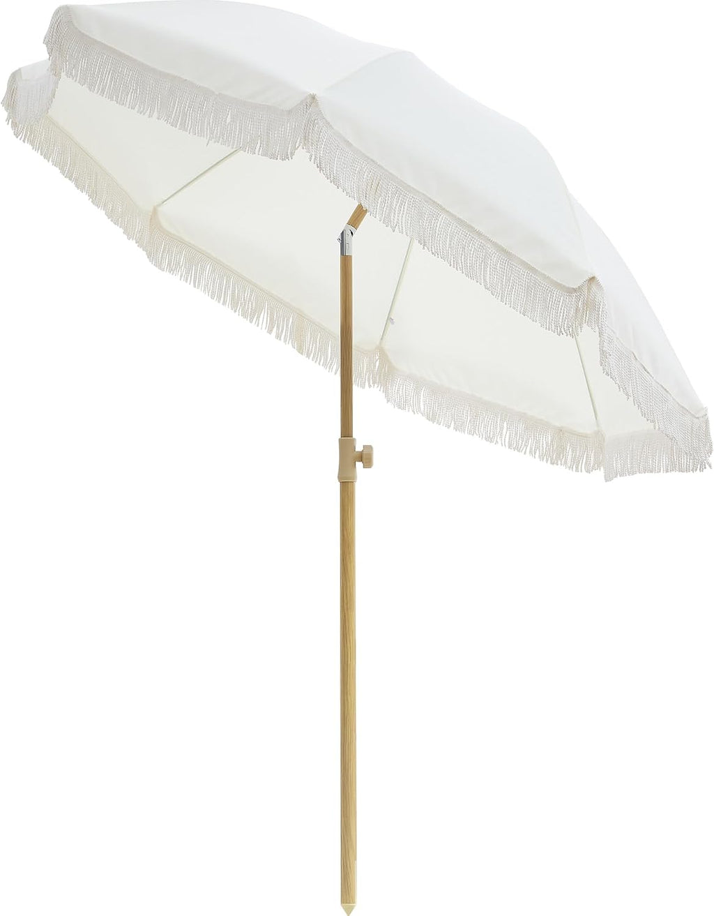 Kbrellaoutlets 6.5ft Boho Patio Umbrella with Fringe Push Button Tilt