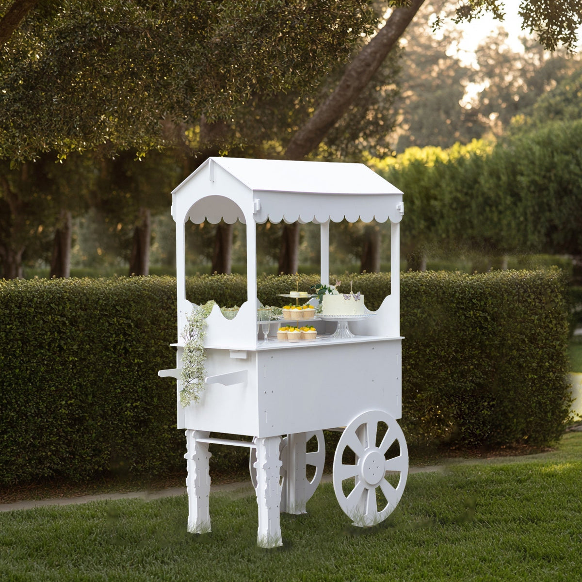 6ft Dessert Cart Display Stand with Wheels White