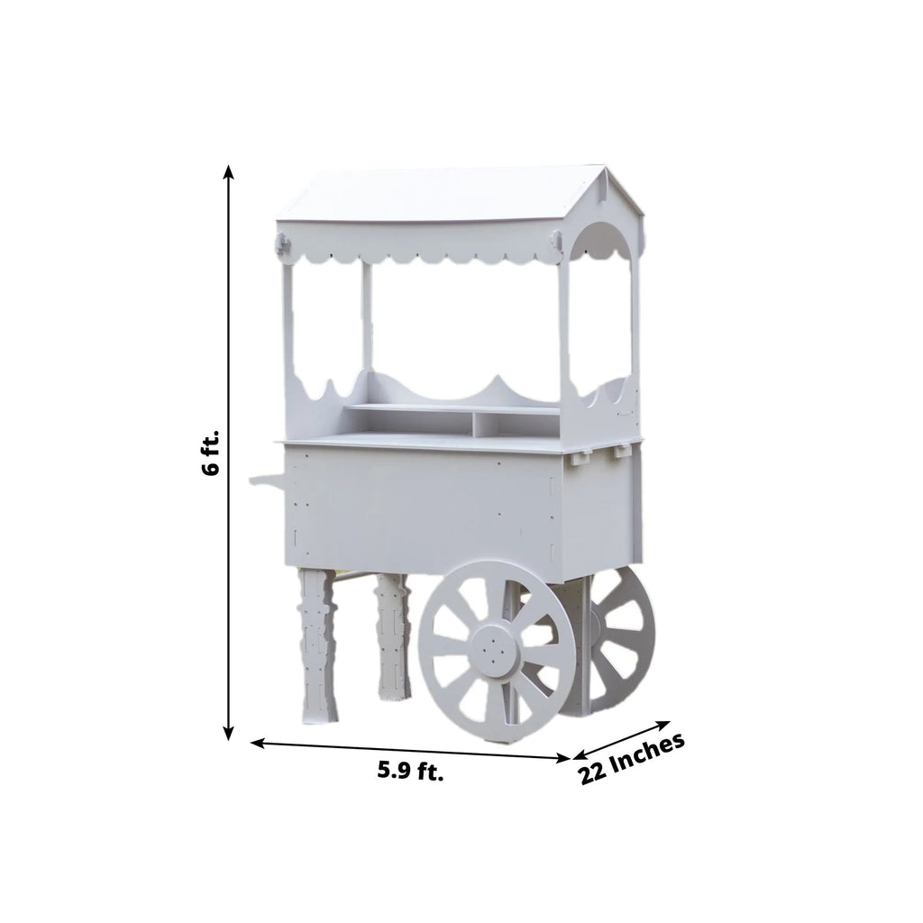 6ft Dessert Cart Display Stand with Wheels White