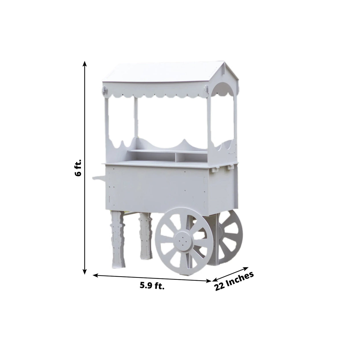 6ft Dessert Cart Display Stand with Wheels White