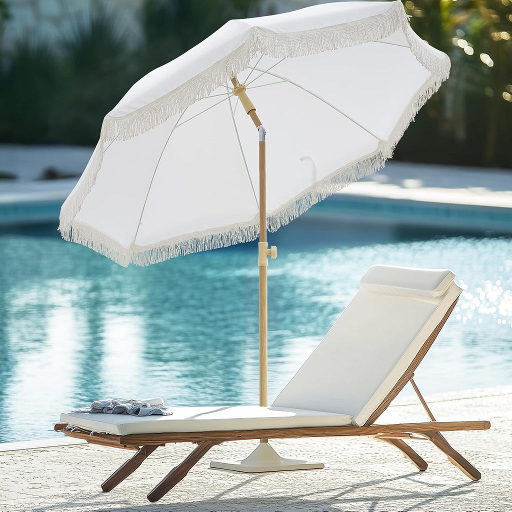 Kbrellaoutlets KPUUVP Boho Patio Umbrella with Fringe 6.5ft