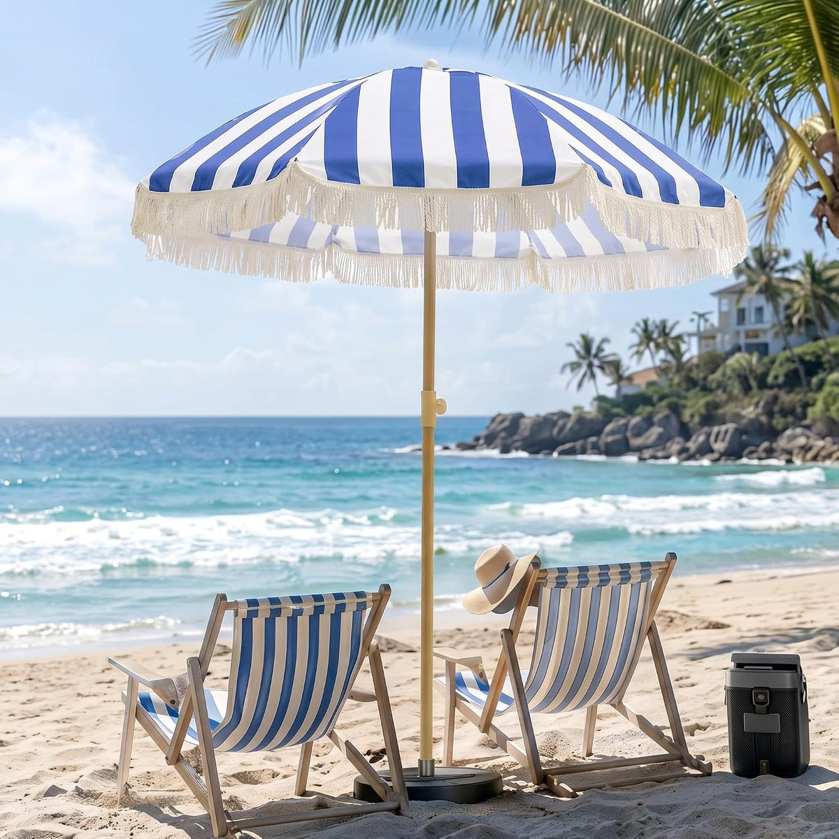 Kbrellaoutlets KPUUVP Boho Patio Umbrella with Fringe 6.5ft