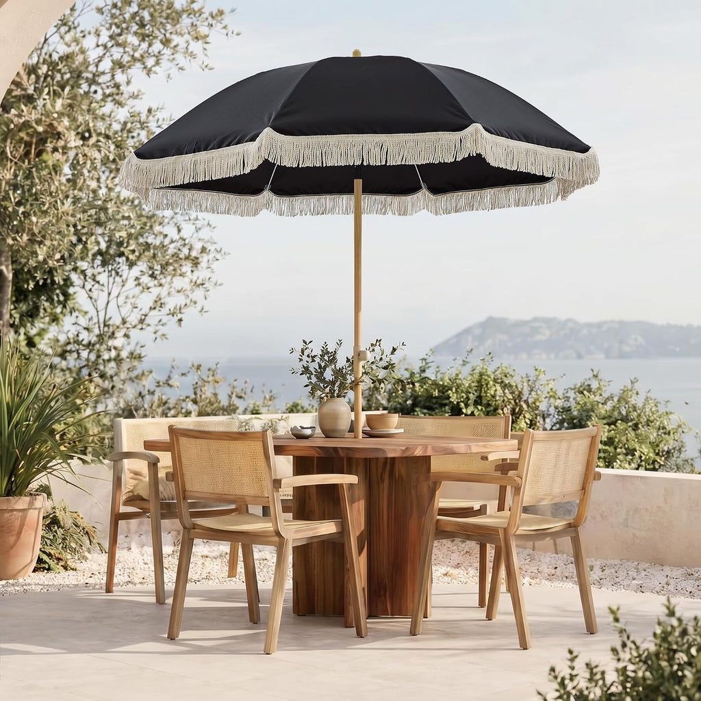 Kbrellaoutlets KPUUVP Boho Patio Umbrella with Fringe 6.5ft