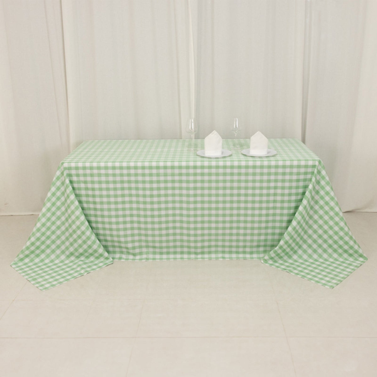Polyester 90x132 Inch Rectangle Tablecloth White Sage Green