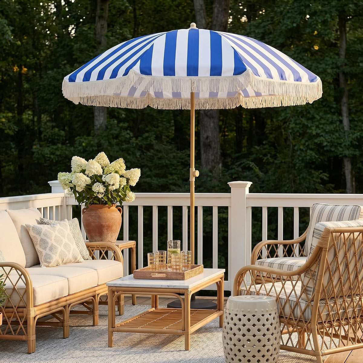 Kbrellaoutlets KPUUVP Boho Patio Umbrella with Fringe 6.5ft