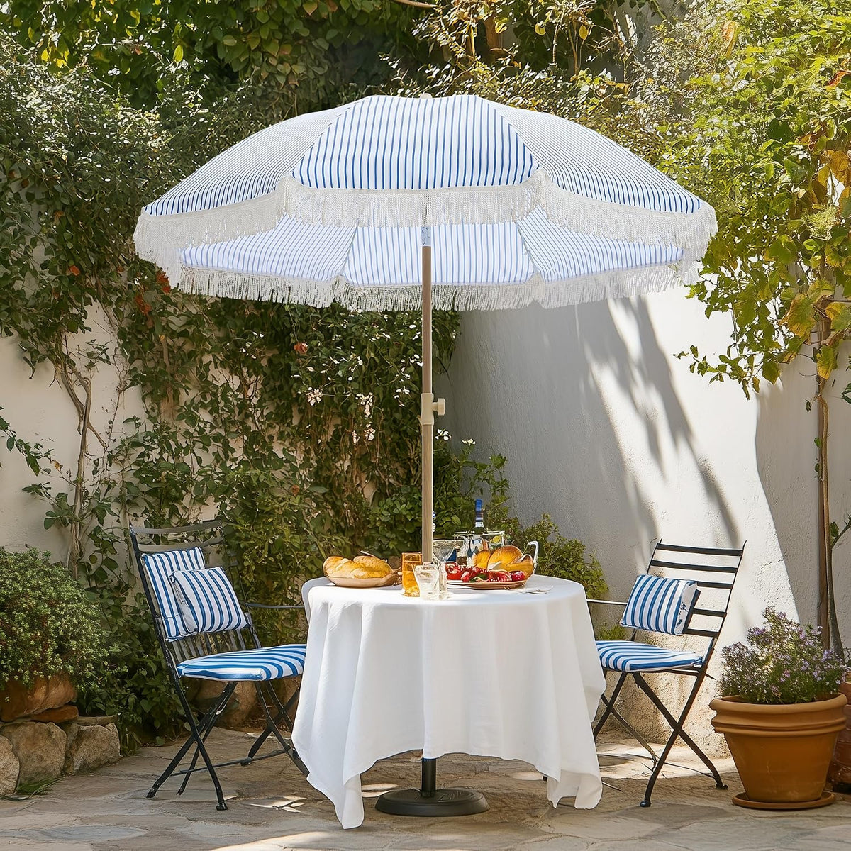 Kbrellaoutlets KPUUVP Boho Patio Umbrella with Fringe 6.5ft