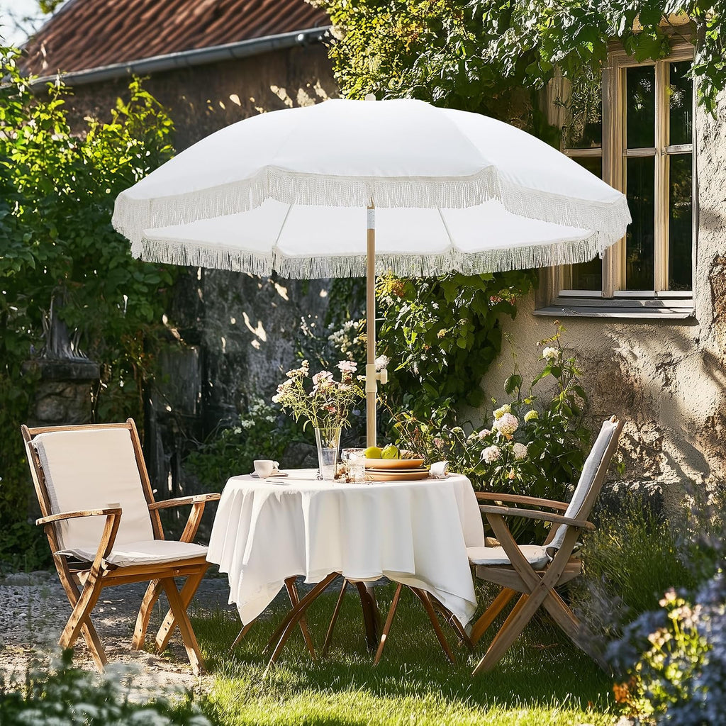 Kbrellaoutlets KPUUVP Boho Patio Umbrella with Fringe 6.5ft