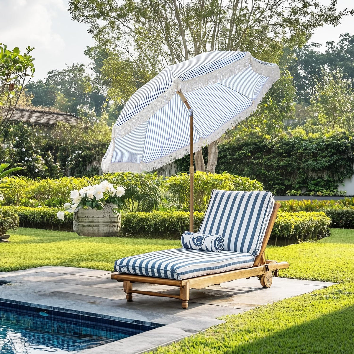 Kbrellaoutlets KPUUVP Boho Patio Umbrella with Fringe 6.5ft