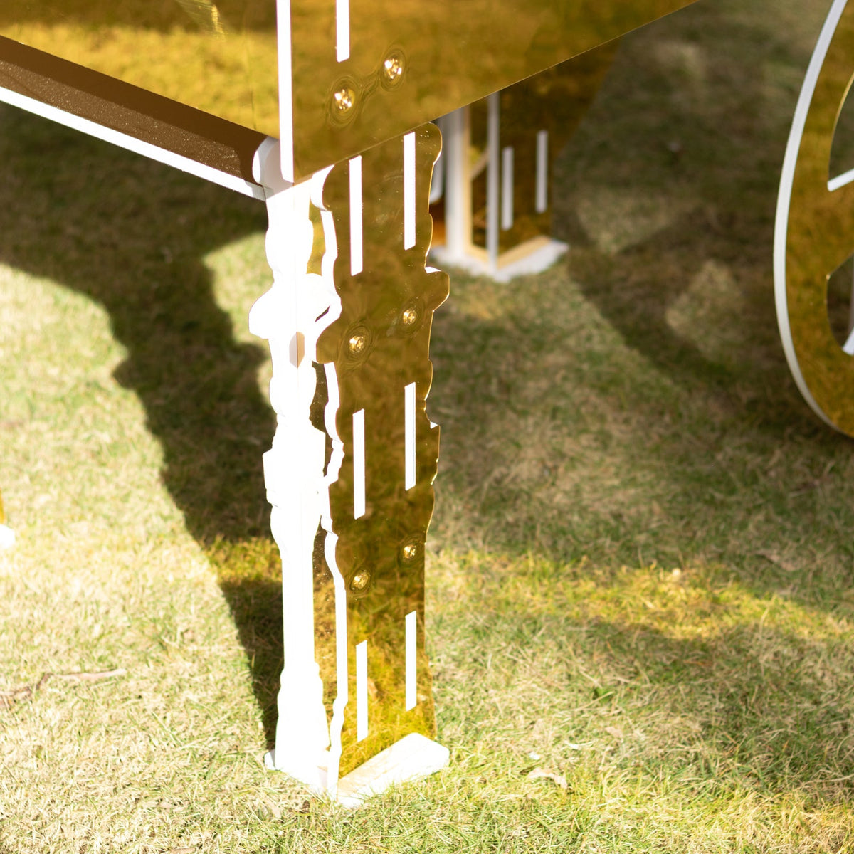 6ft Mirrored Candy Cart Display Stand with Wheels Gold