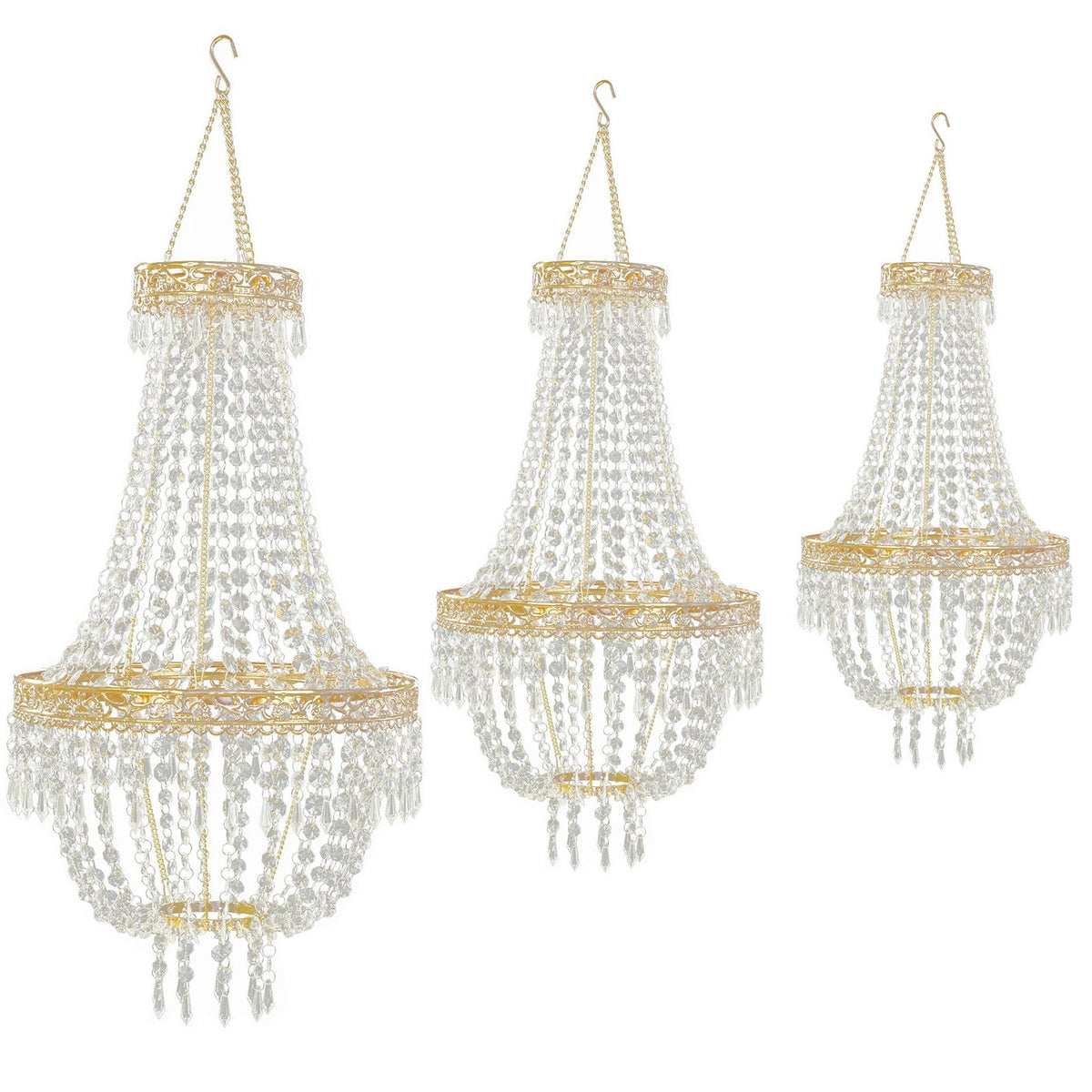 5ft Empire Style Beaded Crystal Chandelier Gold