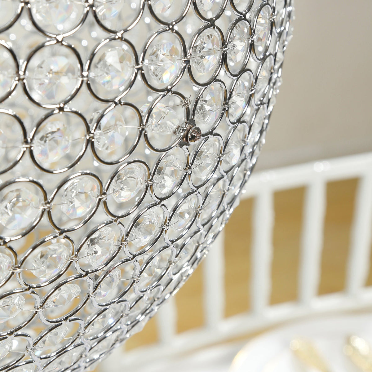 16" Crystal Globe Hanging Pendant Chandelier Silver