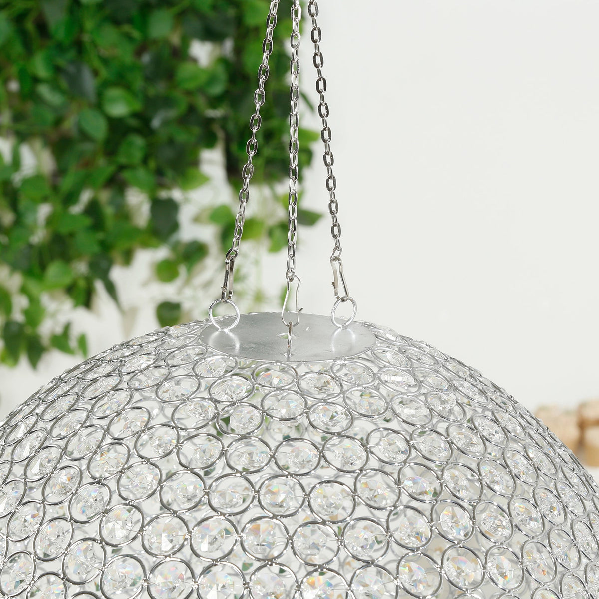 16" Crystal Globe Hanging Pendant Chandelier Silver