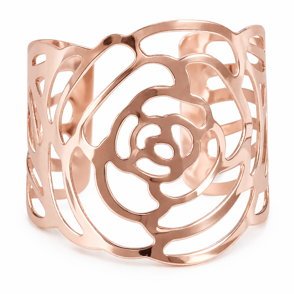 Blush Rose Gold Laser Cut Metal Rose Napkin Ring
