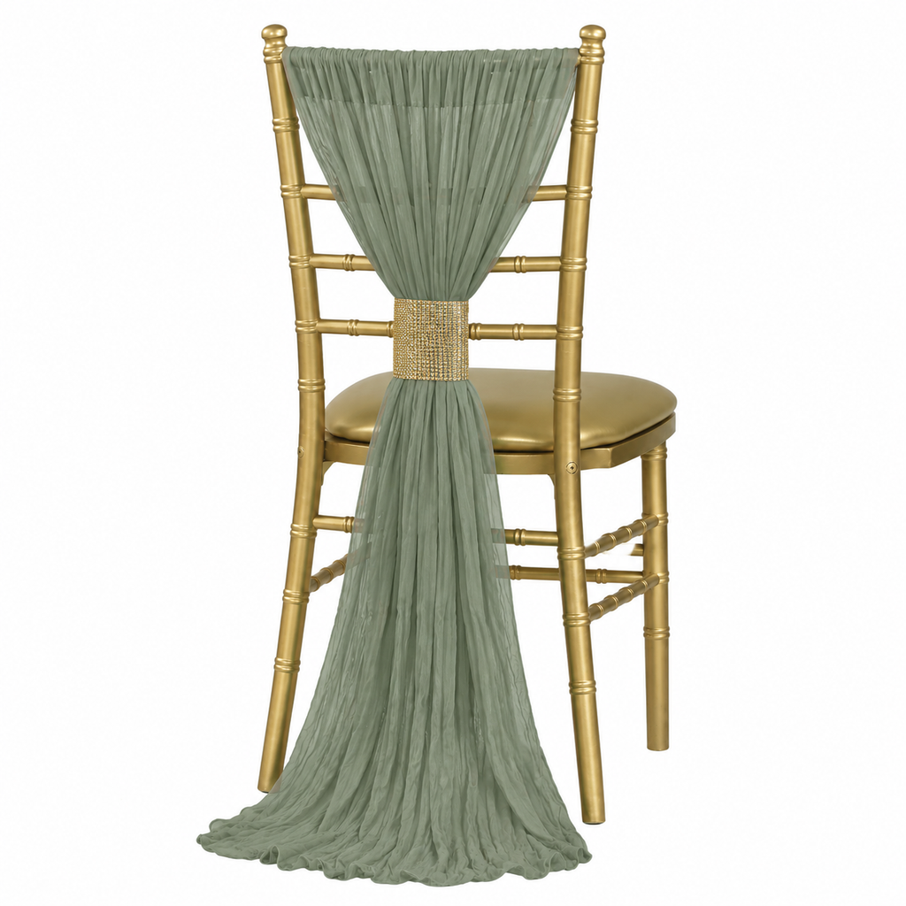 Dusty Sage Green Cheesecloth Chair Sash