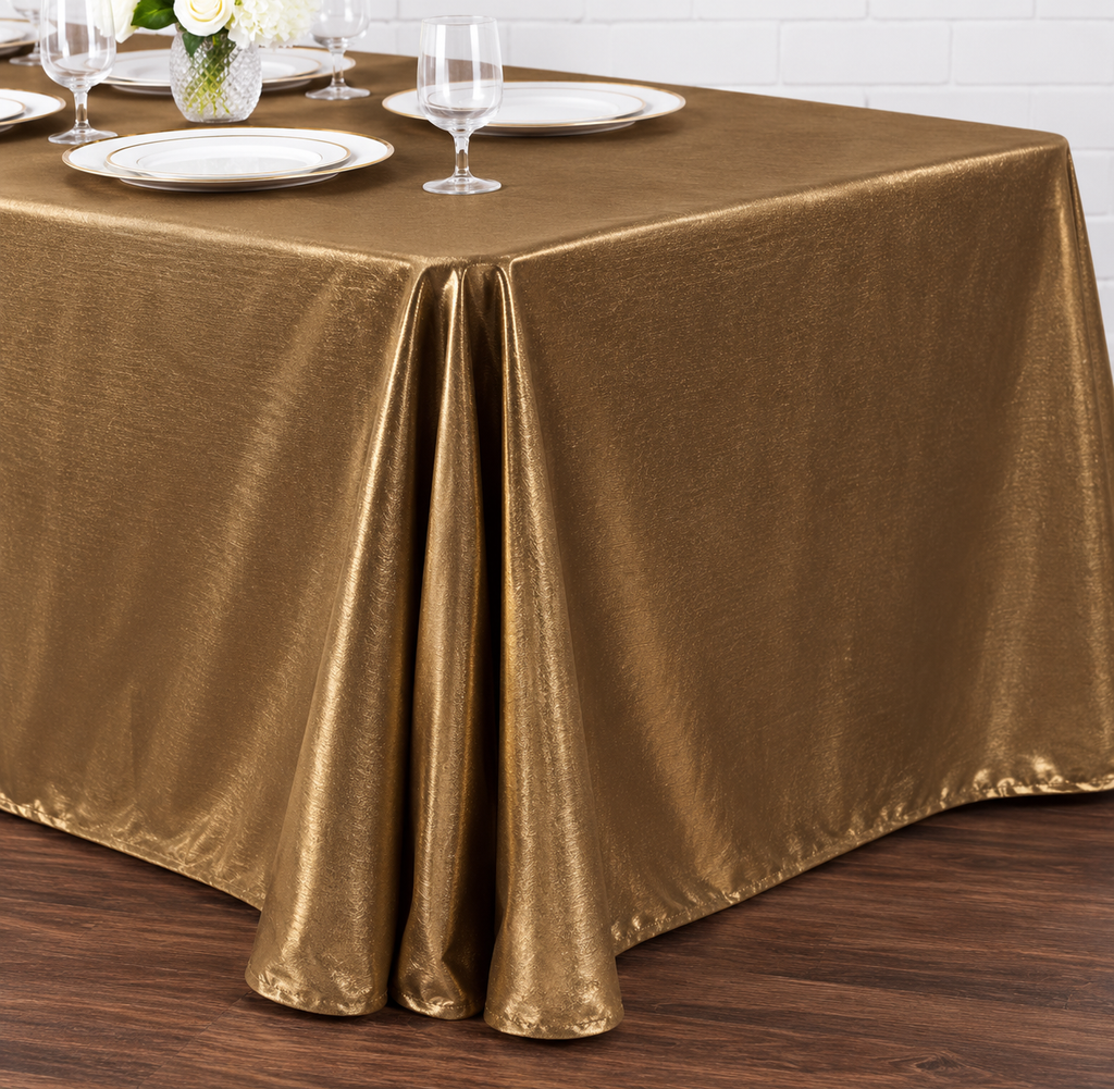 Long Antique Gold Sequin Dots Tablecloth