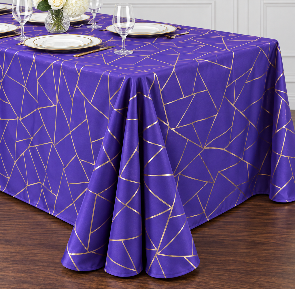 Long Purple with Gold Foil Tablecloth