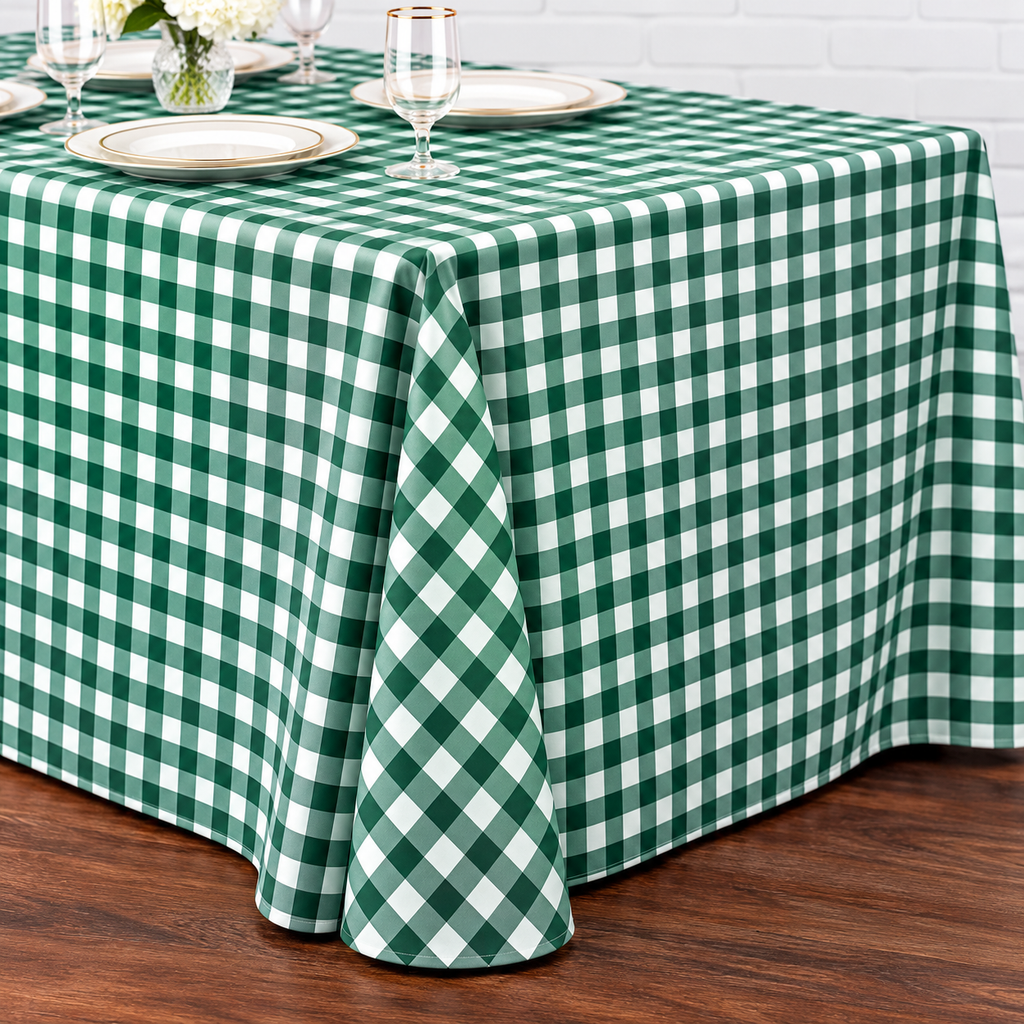 Long Green Checkered Tablecloth