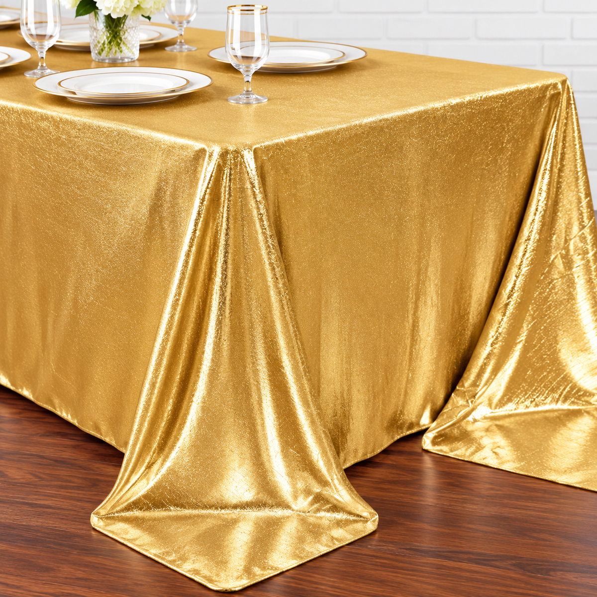 Long Gold Sequin Dots Tablecloth