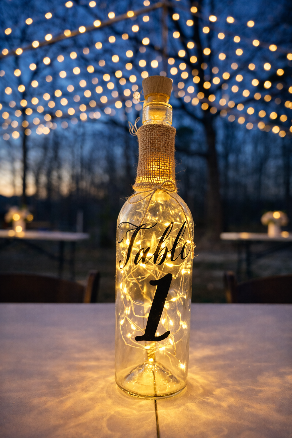 Lighted bottle table number