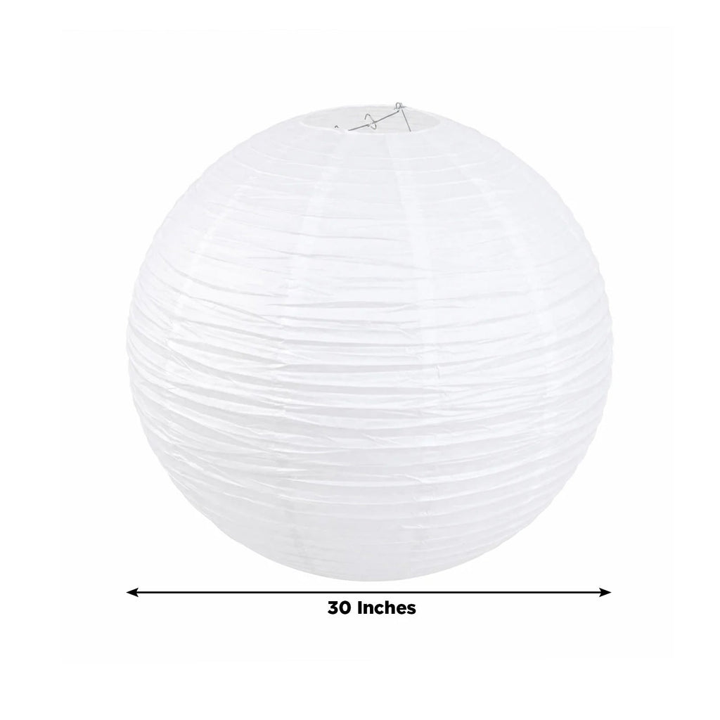 10 Pack Round Hanging Paper Lanterns 30 in White