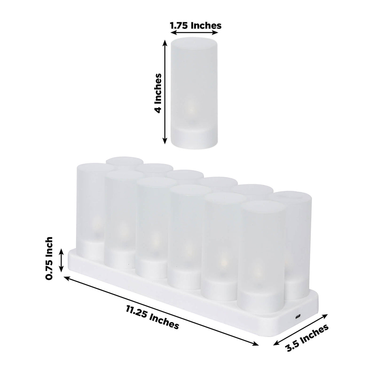 12 Pack Rechargeable LED Tea Light Candles White