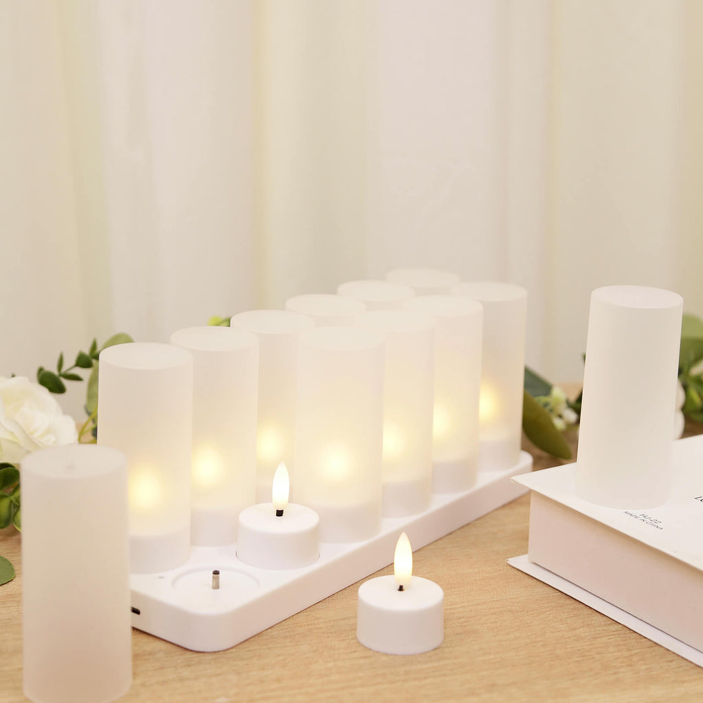 12 Pack Rechargeable LED Tea Light Candles White