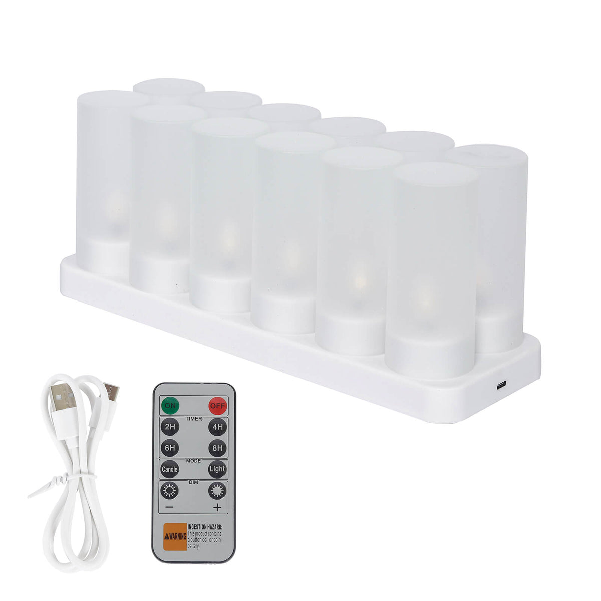 12 Pack Rechargeable LED Tea Light Candles White