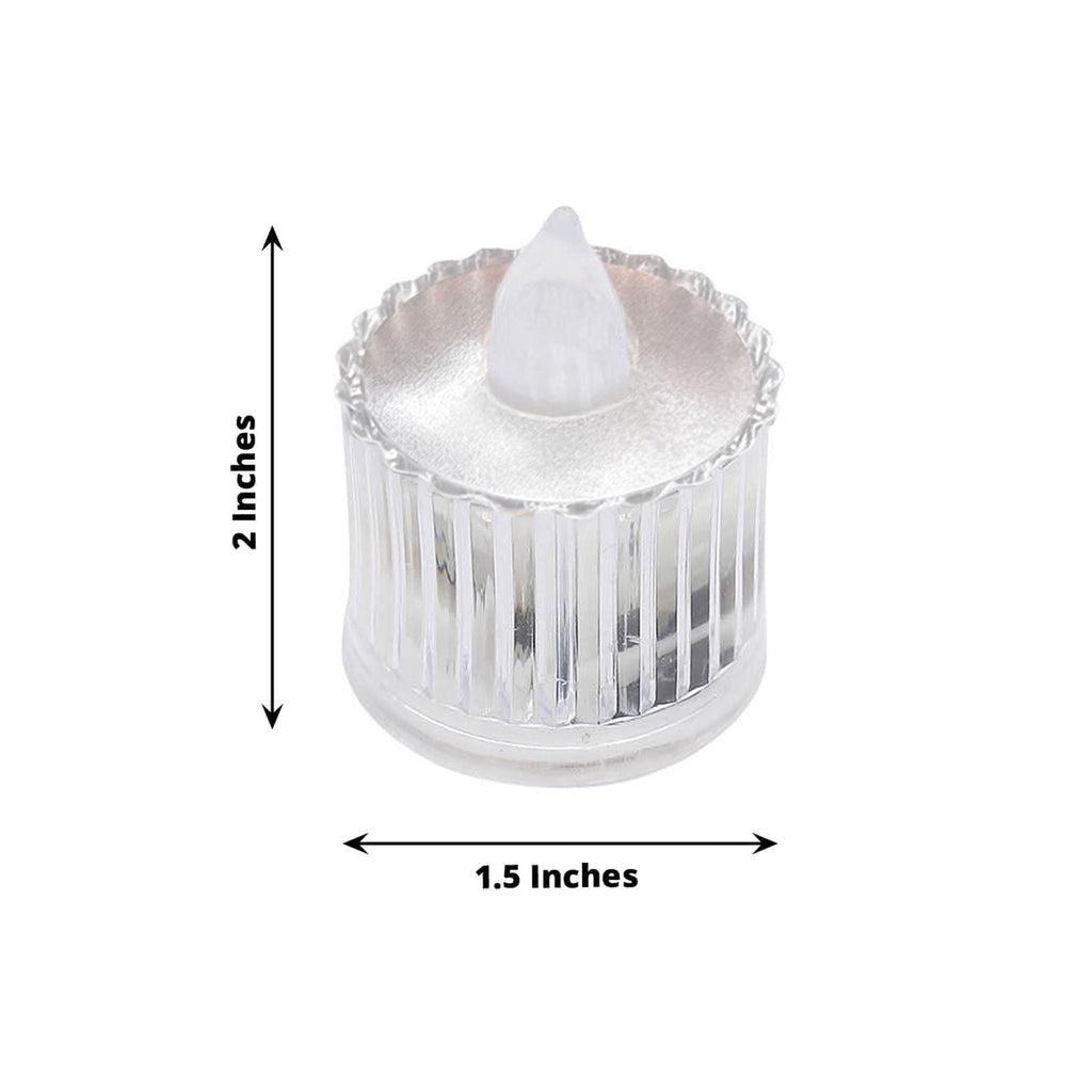 12 Pack Warm White LED Tealight Candles 2in Column Style Clear