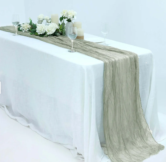 Dusty Sage Green Cheesecloth Table Runner