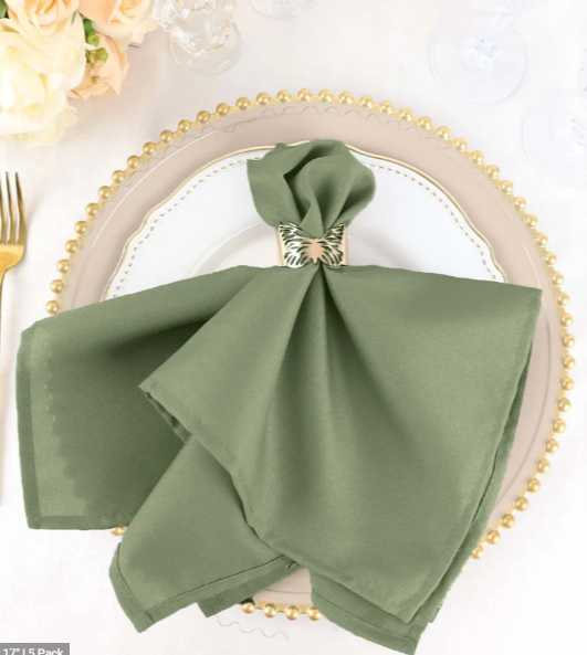 Dusty Sage Green Polyester Napkin