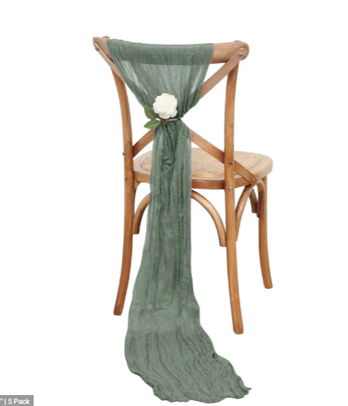 Dusty Sage Green Cheesecloth Chair Sash