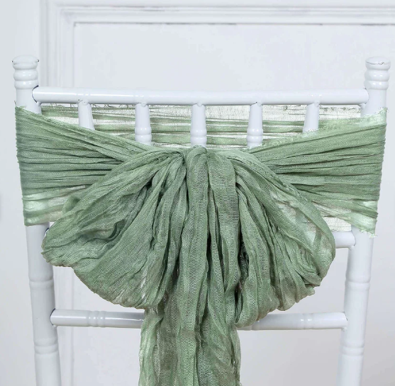 Dusty Sage Green Cheesecloth Chair Sash