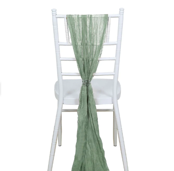 Dusty Sage Green Cheesecloth Chair Sash