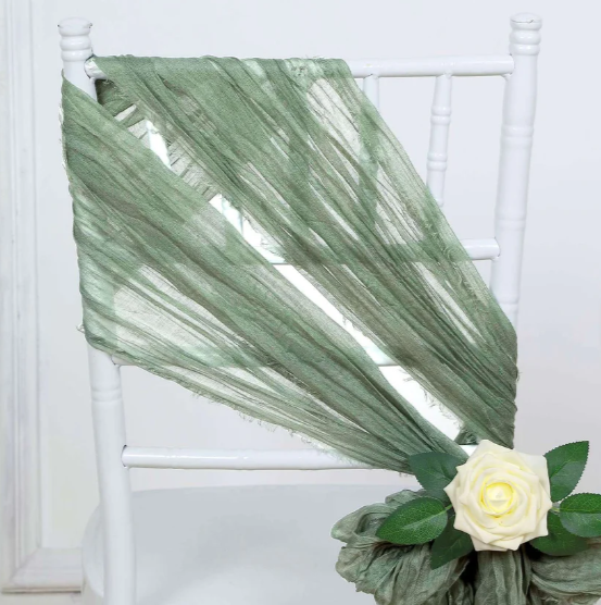Dusty Sage Green Cheesecloth Chair Sash