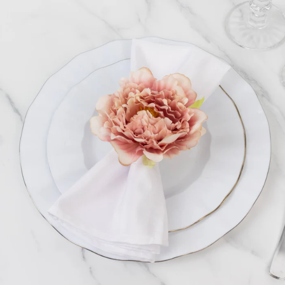 Silk Peony Napkin Holders Pink
