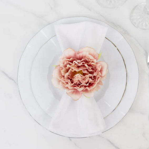 Silk Peony Napkin Holders Pink