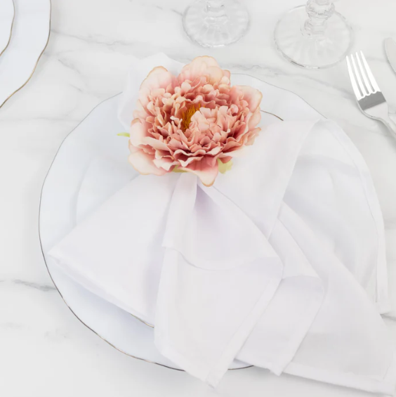 Silk Peony Napkin Holders Pink