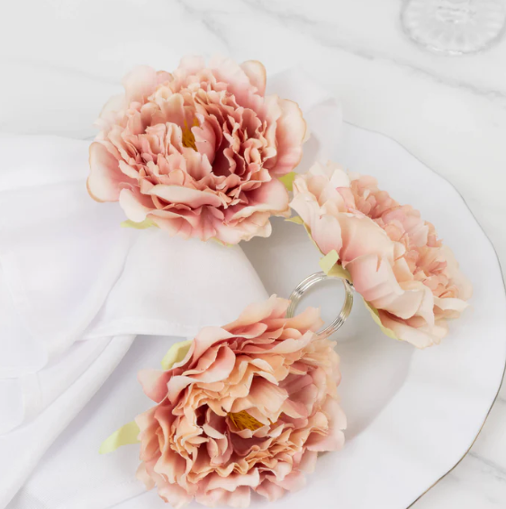Silk Peony Napkin Holders Pink