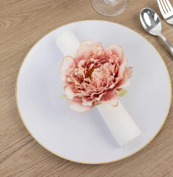 Silk Peony Napkin Holders Pink
