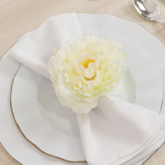 Silk Peony Napkin Holders Ivory Floral