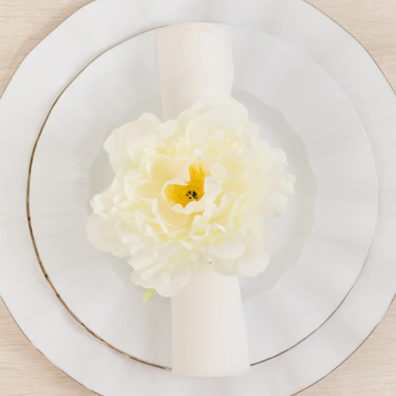 Silk Peony Napkin Holders Ivory Floral