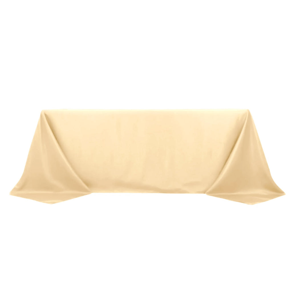 90x132in Rectangular Oblong Polyester Tablecloth Beige