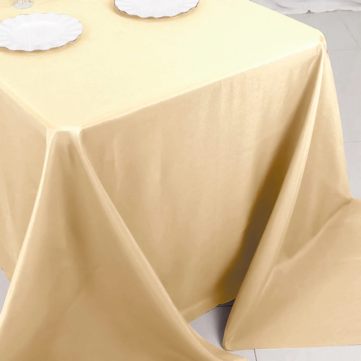 90x132in Rectangular Oblong Polyester Tablecloth Beige