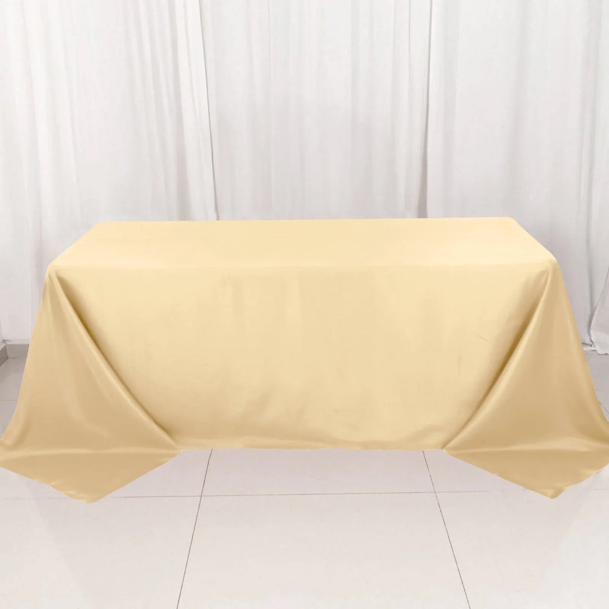 90x132in Rectangular Oblong Polyester Tablecloth Beige