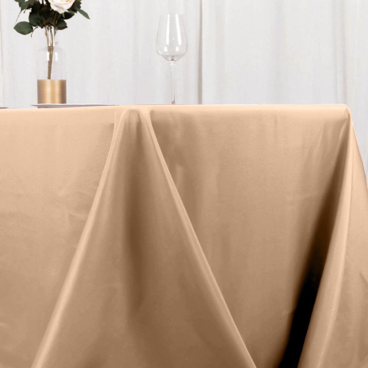 90x132in Rectangular Oblong Polyester Tablecloth Nude